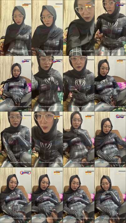 Hijabers Kacamata Cosplay Spider Woman Barbar Ngocok Meki
